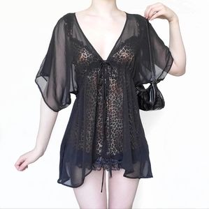 !!SOLD!! Mesh Black Francesca's See-through Mesh Robe Outerwear Coverup Jacket